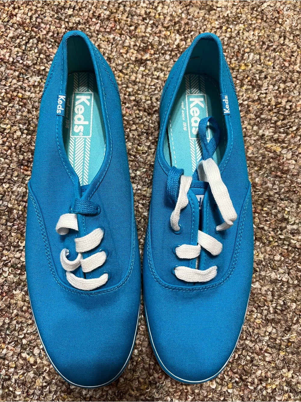 Keds Women's Canvas Sneakers in Turquoise Blue with White Laces